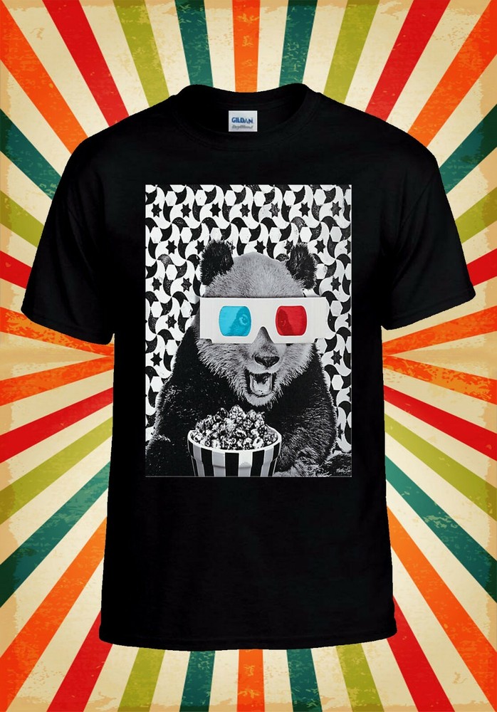 3D Glasses Panda Cinema Popcorn Funny Men Women Vest Tank Top Unisex T Shirt 593