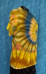 NEW Spiral Ice Tie Dye T-Shirt, Unisex L SS Crew, Blue & Gold