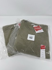 2 Hanes Triblend Lightweight Crew Tees 2XL Olive Drab Heather