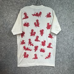 Vtg Fashion Victim Shirt Mens L Devil Sex Positions Fruit of the Loom AOP 90s