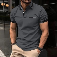 Camiseta Con Cuello Levantado Cremallera Para Hombre Camisa De Manga Corta Men