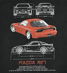 Mazda RX-7 AOP Vintage RARE Car 90s Motor Race XL Single Stitch T-Shirt REPRINT