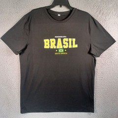 Brasil South America Pindorama Mens Black T-Shirt Size Large Short Sleeve Soft