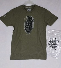 New ZERO FOXTROT PULL THE PIN Skull Grenade Graphic T-Shirt Green Sz M