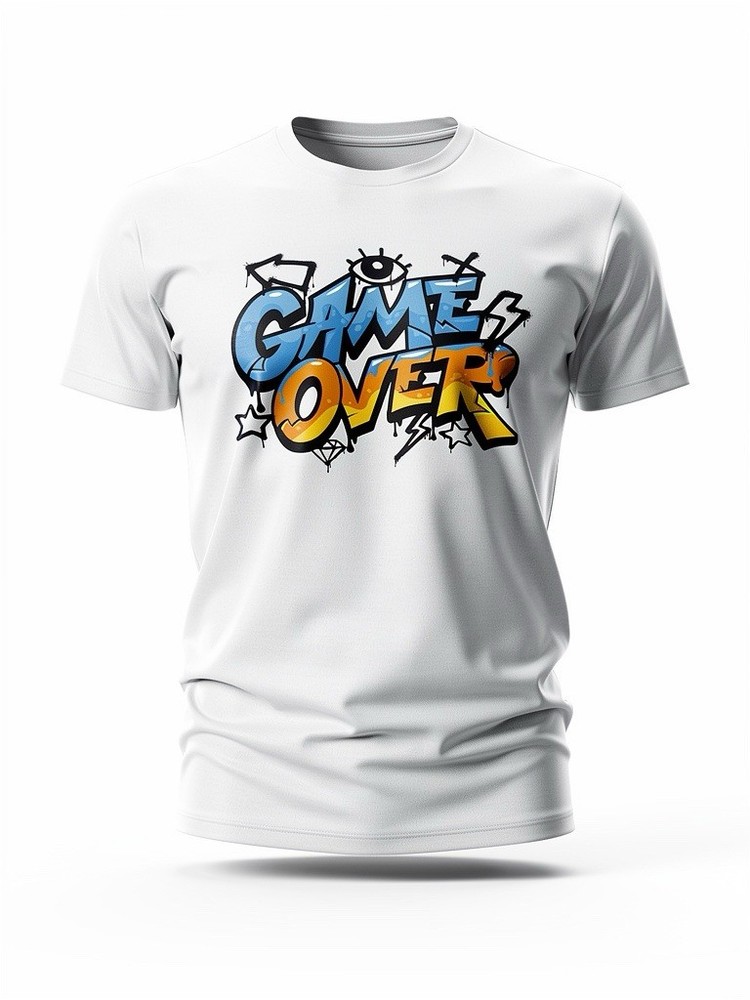 🔥Mens Game Over XL Graphic T New Design Graphic Screen T Shirt New DTF XL🔥