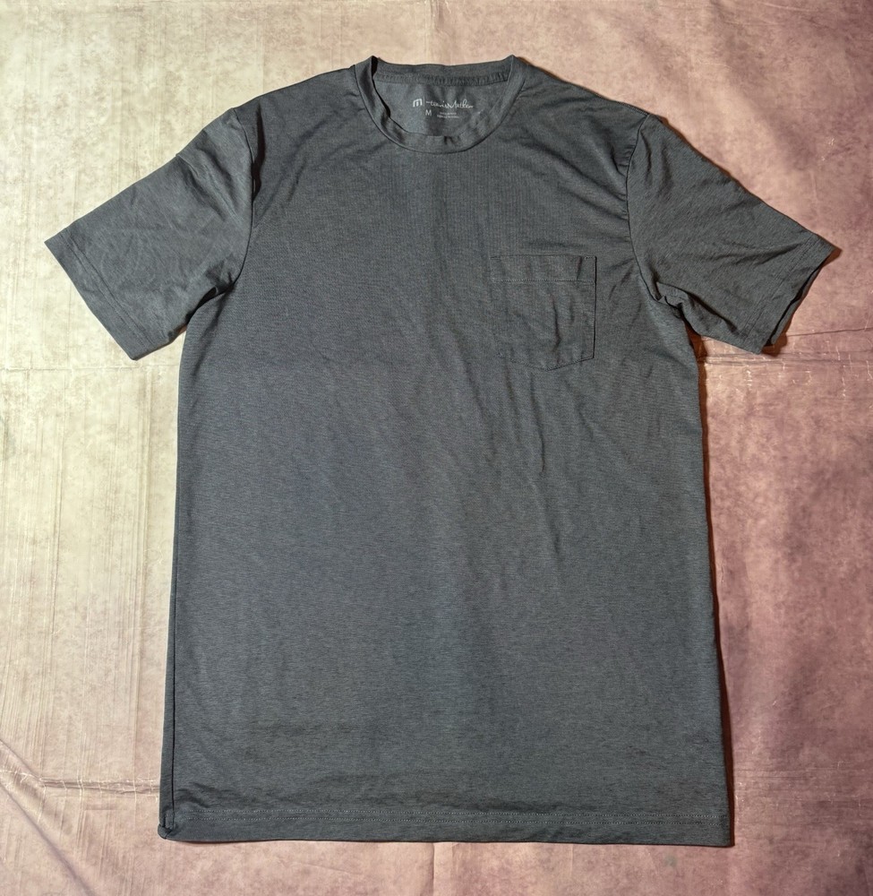 Travis Mathew Mens Medium Short Sleeve T Shirt With Pocket Gray Golf Summer Tee