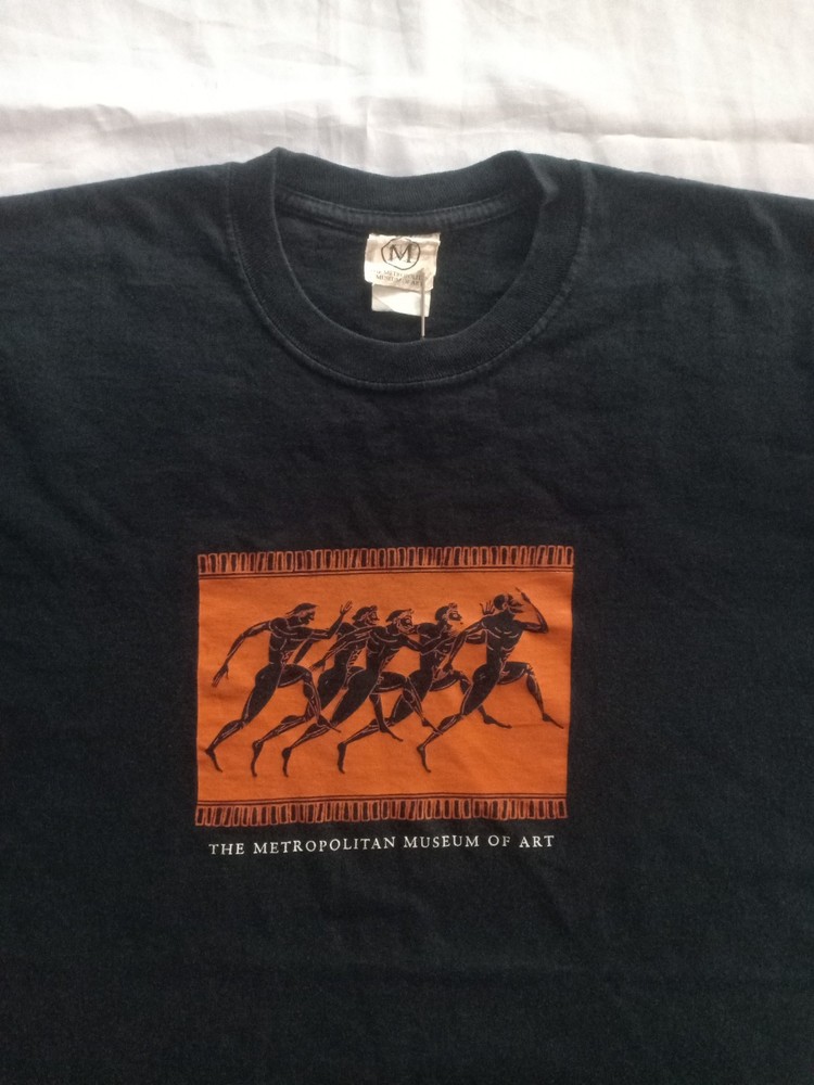 Rare Vintage The Metropolitan Museum of Art Greek Vase Running Figures Shirt XL