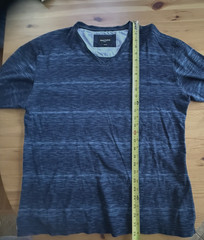 Maceoo Paris USA Shirt Men 6 / 2XL Navy V Neck Flip Cuff Long Sleeve