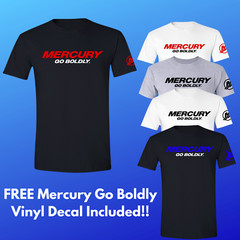 Mercury Outboard Go Boldly Boating Verado T-Shirt With FREE Vinyl Decal!!