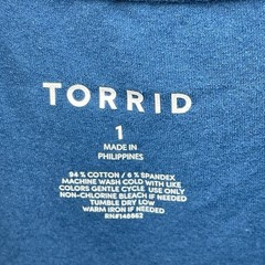 Torrid Top Women Plus Size 1X Blue Poseidon Foxy High Neck Crop Stretch Cotton