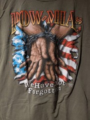 VTG 1989 3D Emblem POW MIA We Have Not Forgotten Graphic T Shirt Mens M Olive