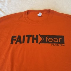 Jerzees Dri-Power Men’s XL Orange Long Sleeve Crew Neck Graphic Tee Psalm 56:4