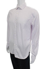 The Men’s Store at Bloomingdale’s Mens Pink Striped Button Up Shirt Size M