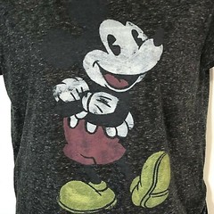Authentic Disney Adult Mickey Mouse Tee Heather Black Dark Gray S Distressed Top