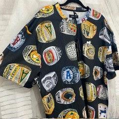 Akoo XXL T-shirt Black Championship Rings Streetwear Graphic Short Sleeve B49