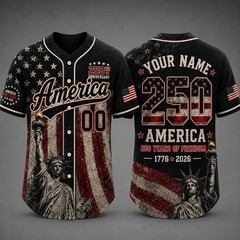 America 250th Anniversary Baseball Jersey, Custom Name Jersey, 4th of July Gift