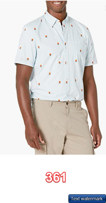 Goodthreads Men’s Slim-Fit Short-Sleeve Printed Poplin Shirt, Popsicle, Small