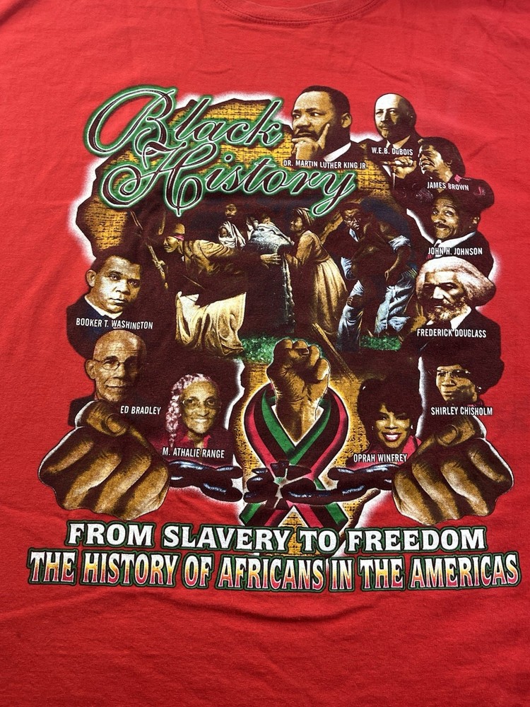 Black History “From Slavery to Freedom” Gildan 4XL Red T-Shirt Double Sided