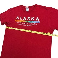 Vintage Alaska Shirt Men Large Red Cotton Delta Pro Weight The Last Frontier