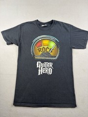 Vintage Guitar Hero T Shirt Adult Size Small Black Video Games Wii Music Y2k