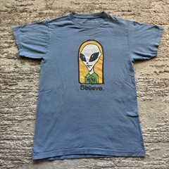 2010s Alien Workshop Skate Tee Mens Small Blue Believe Skating UFO Mexico Made