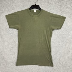 VTG Army Green T Shirt Single Stitch Olive MZRS 16.5” PTP Military Distress 70s