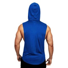 Men Sleeveless Hooded Tank Top Cotton Breathable Gym Fitness Bodybuilding