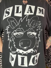 Slam Pig Punk Miss Piggy Upcycled Screen Printed Black T Shirt