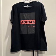 Mens ADIDAS Originals Black Logo Graphic Print Tee T Shirt Sz M