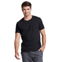 Mens Men’s Cotton Performance Short Sleeve T-Shirt T Shirt, Black, Large US