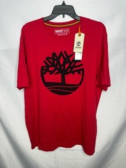 Timberland Mens Red Crew Neck Regular Fit Kennebec River Tree Logo T-Shirt Sz XL