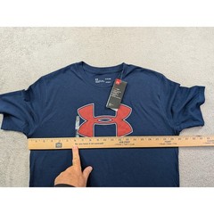 Under Armour Mens HeatGear Big Logo Graphic T-Shirt Navy Blue Red 1329583 Medium