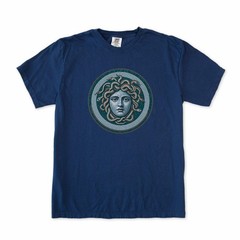 Blue Medusa Mosaic T-Shirt | Greek Mythology Gorgon Head Graphic Tee Shirt