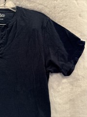 GALAXY BY HARVIC MENS SHORT SLEEVE SHIRT BUTTON NECK SOLID BLUE SIZE M
