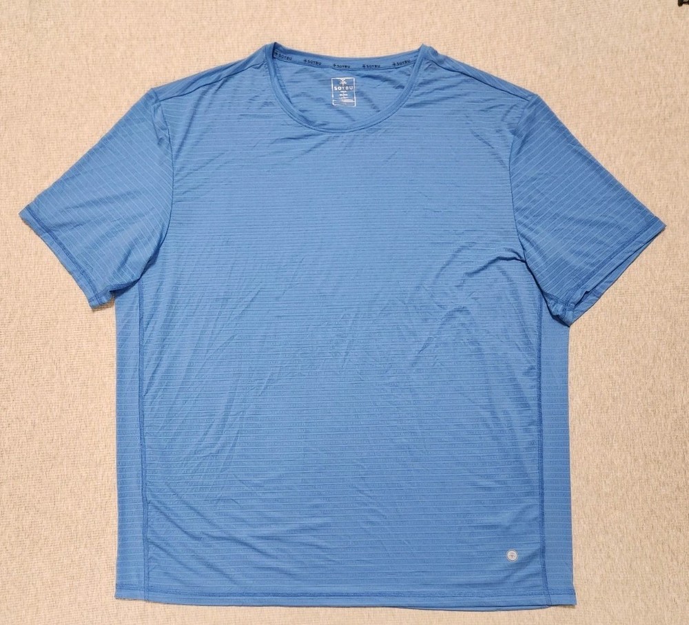 Soybu Shirt Mens Large Blue Performance Stretch Yoga Running Training Athletic