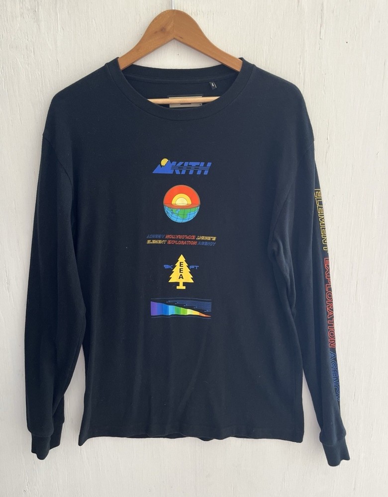 KITH EEA Element Exploration Agency Black T-shirt Men’s Long Sleeve Size S