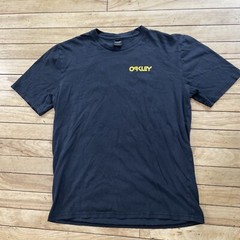 OAKLEY T Shirt Men M Black Orange Yellow Spellout Grunge Custom Sports Tee 38″