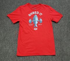Discovery Channel Store Men’s Medium Red T Shirt Shark Week Weightlifting