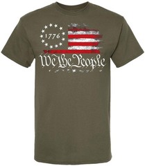 We the People 1776 Distressed US Flag T-Shirt USA Independence Day Patriotic Tee