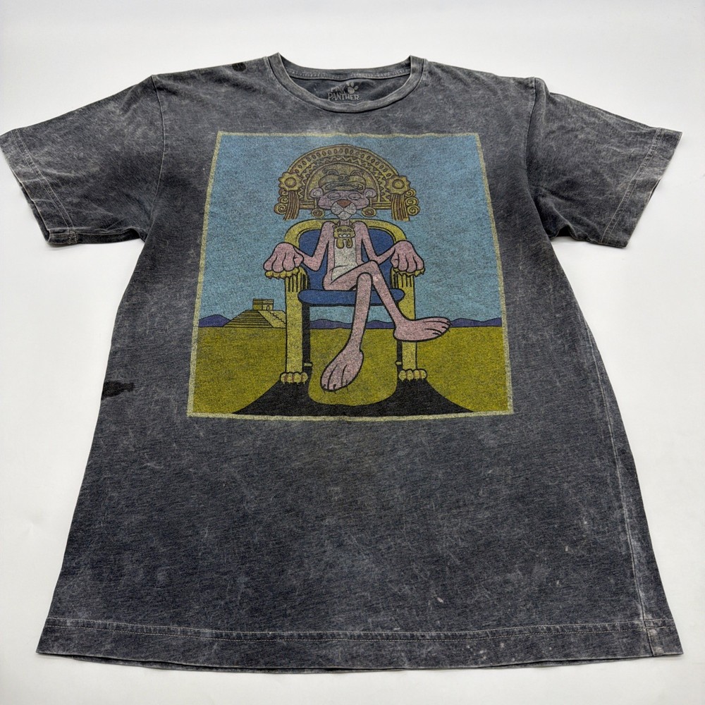 Pink Panther T-shirt M Gray Graphic Print Logo .#47219