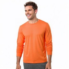 COUVER Men’s Cotton Ribbed Cuff Crew Neck Long Sleeve T-Shirt, 1 Piece