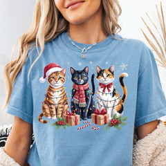 Meowy Christmas Shirt, Cat Christmas tshirt, Cat Lover Xmas T-Shirt