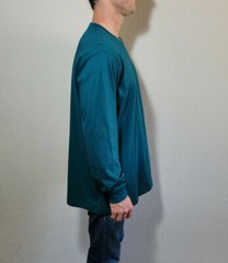 Lands End Mens Shirt Large Tall 42-44 Green Long Sleeve Cotton Tee Casual Top