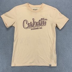 Carhartt Shirt Mens Medium Orange Work Wear Cotton Outdoors Logo Spell Out