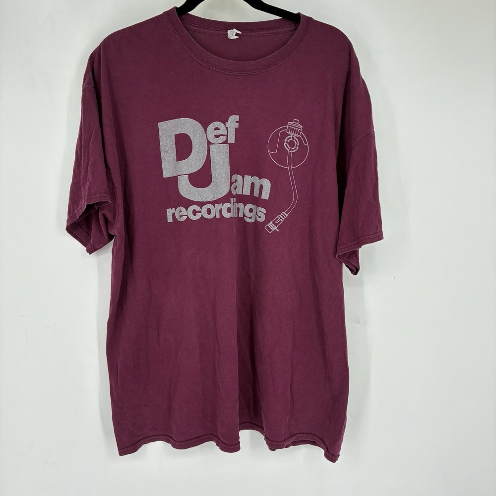 Vintage 90s Def Jam Recordings Mens 2XL XXL Maroon Tee T Shirt Rap Streetwear