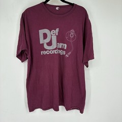 Vintage 90s Def Jam Recordings Mens 2XL XXL Maroon Tee T Shirt Rap Streetwear