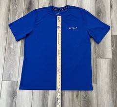 Spyder Blue Short Sleeeve Tee Ribbed Collar Embroidered Logo Mens Sz XL