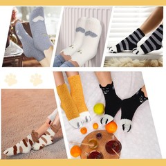 12 Pairs Women Fuzzy Socks, Soft Fluffy, Cute Cat Claw, Cozy Slipper Socks