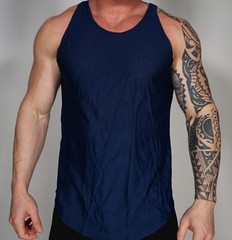 MEN’S BLUE MESH SLEEVELESS SHIRT SIZE LARGE