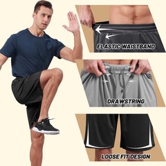 BOOJO Men’s Athletic Gym Shorts – Quick Dry Black Casual Small,